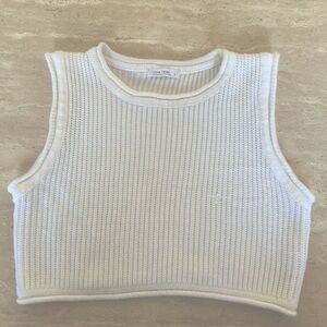 12th Tribe White Knit Sleeveless Crop Top